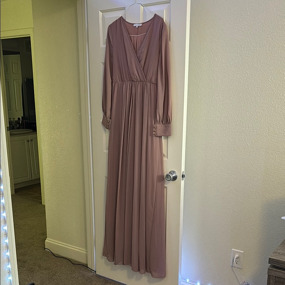 Baltic Born Mauve Long Sleeve V-Neck Gown